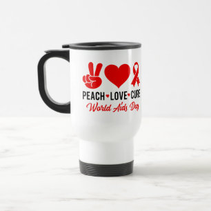 Caneca Térmica Peace Love Cure   Sensibilização para a SIDA