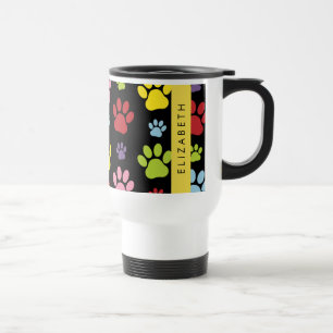 Caneca Térmica Peças Coloridas, Padrões De Pata, Patas De Cachorr