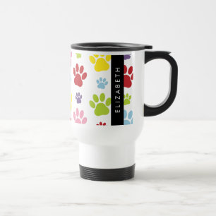 Caneca Térmica Peças Coloridas, Padrões De Pata, Patas De Cachorr