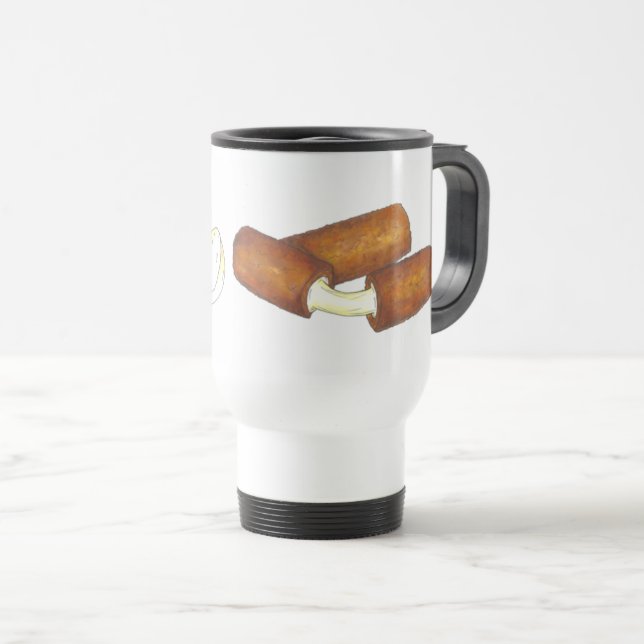 Caneca Térmica Pedaços de queijo Mozzarella secos Pentes de Comid (Frente Esquerda)