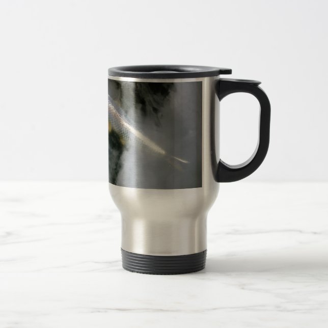 Caneca Térmica Peixes Prateados em Água e Nuvens (Direita)