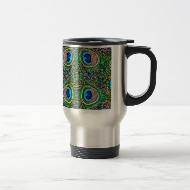 Caneca Térmica Penas de Peacock Kaleidoscope Impressão (Direita)