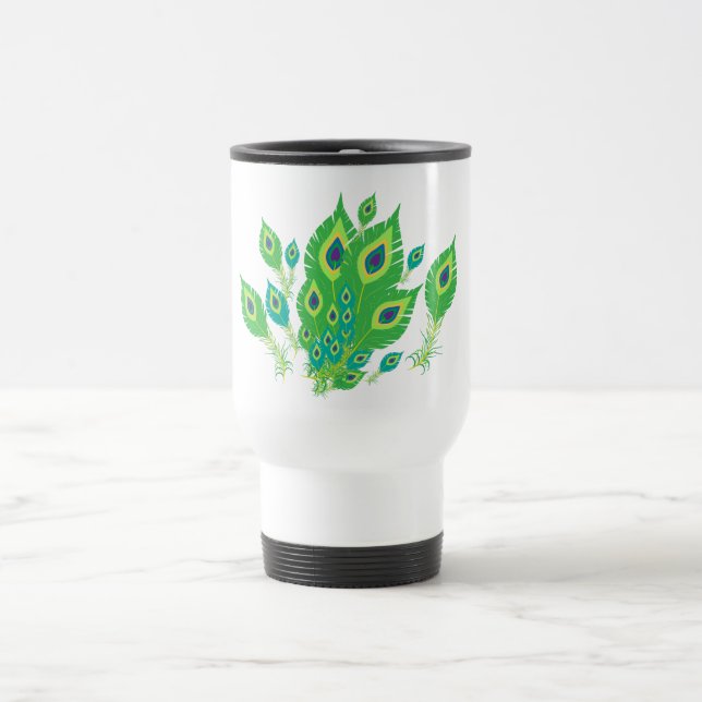 Caneca Térmica Penas de Peacock | Pássaros-Pássaros | Natureza (Centro)