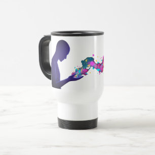 Caneca Térmica Pensamentos Profundos com Mão Dissolvendo em Estre