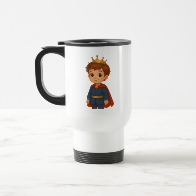 Caneca Térmica Pequeno Príncipe em Azul com Cabo Vermelho e Cro (Esquerda)