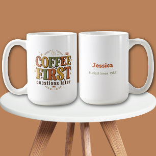 Caneca Térmica Perguntas Depois do Café Nome Retrô