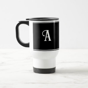 Caneca Térmica Personalização simples e elegante de preto e branc