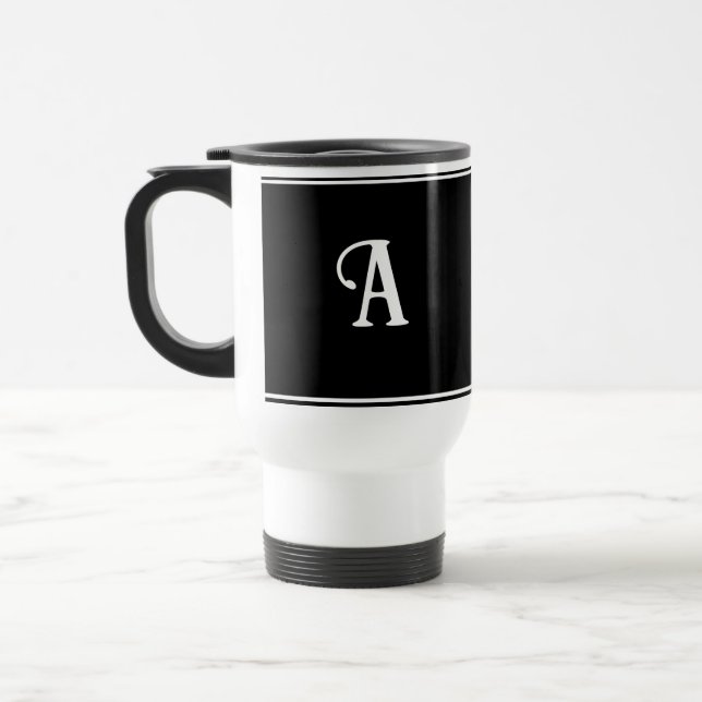 Caneca Térmica Personalização simples e elegante de preto e branc (Esquerda)