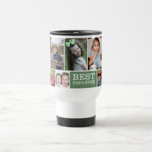Caneca Térmica Personalizado 10 Colagem de Fotos - Melhor Papa Ve