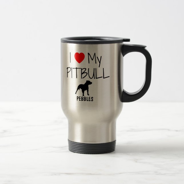 Caneca Térmica Personalizado Eu Amo Meu Pitbull (Direita)