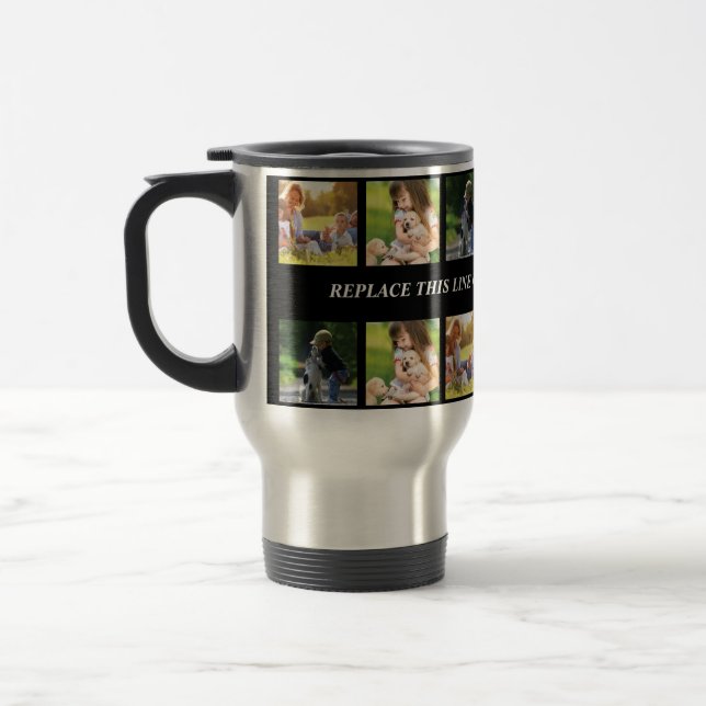Caneca Térmica Personalizar colagem e texto de fotos (Esquerda)