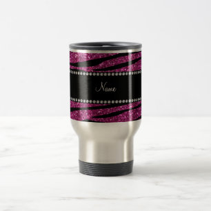 Caneca Térmica Personalizar listras de zebra cor-de-rosa