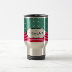 Caneca Térmica Personalizar o Padrão Teal de Stripes Clássico de 