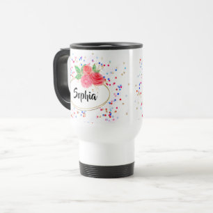 Caneca Térmica Personalizar rosa de brilho do polegar térmico, n