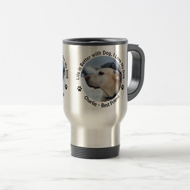 Caneca Térmica Personalize Sua Própria Foto Personalizada De Pet  (Frente Esquerda)