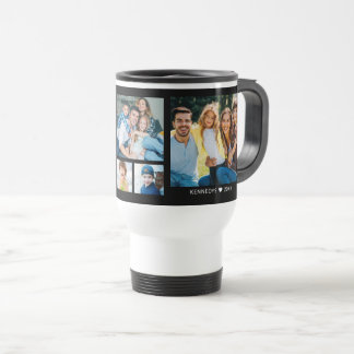 Caneca Térmica Personalized 5 Photo Collage Family Quote Black