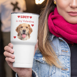 Caneca Térmica Personalized Dog Photo Valentine’s Day Travel Mug