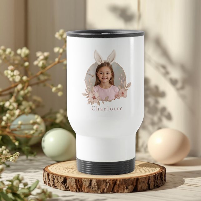 Caneca Térmica Personalized Easter Bunny Photo Travel Mug (Criador carregado)