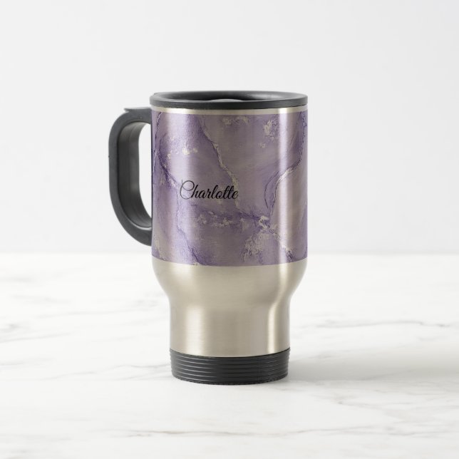 Caneca Térmica Personalized Luxury Marble Pattern Custom Name (Frente Esquerda)