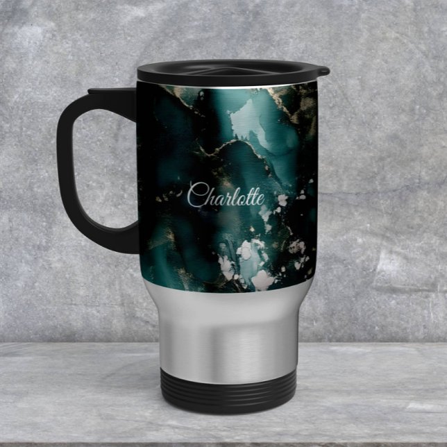 Caneca Térmica Personalized Luxury Marble Pattern Custom Name  (Criador carregado)