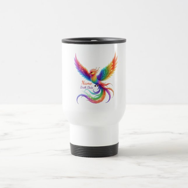 Caneca Térmica Personalized Rainbow Phoenix Name Birthdate Gift (Centro)