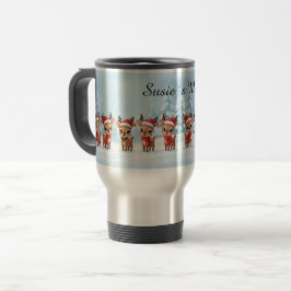 Caneca Térmica Personalized Reindeer Travel Mug, Custom Name, Chr