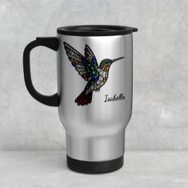 Caneca Térmica Personalized Stained Glass Hummingbird Travel Mug