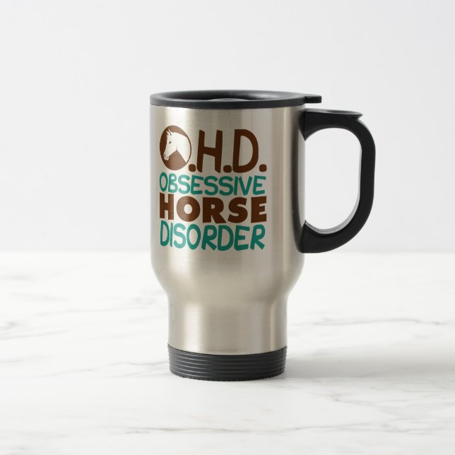 Caneca Térmica Perturbação Engraçada Obsessiva Contra O Cavalo (Direita)