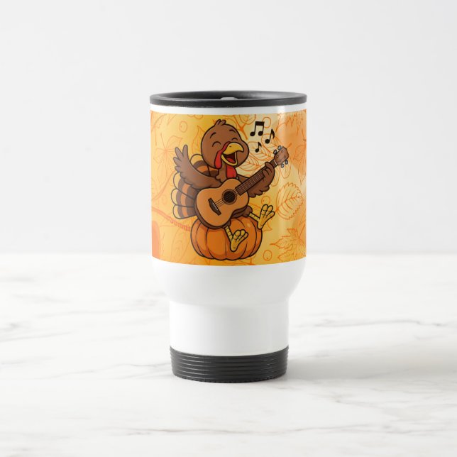 Caneca Térmica Peru agradável de Ação de Graças com violão (Centro)