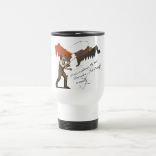 Caneca Térmica Pesca com Mosca com uma Cena de Mosca Molhada Wool