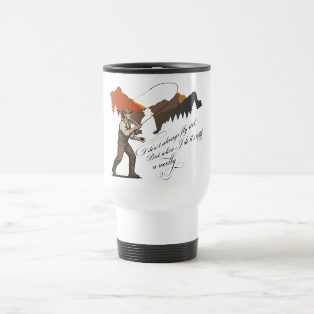 Caneca Térmica Pesca com Mosca com uma Cena de Mosca Molhada Wool (Centro)