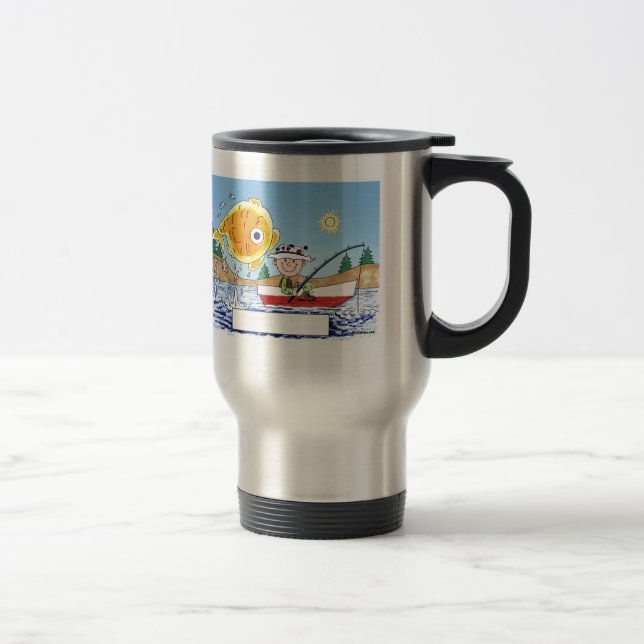 Caneca Térmica Pesca, Pescador - Cartoon Personalizado (Direita)