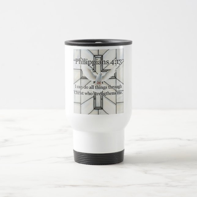 Caneca Térmica Philippians 4:13 Bible Verse Travel Mug (Centro)