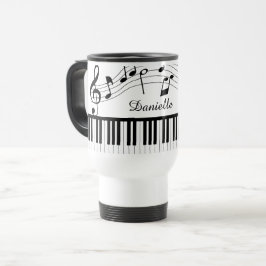 Caneca Térmica Piano Music Notes Script Nome Preto