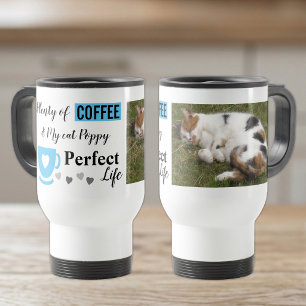 Caneca Térmica Piche perfeito para gatos e café, foto azul branca