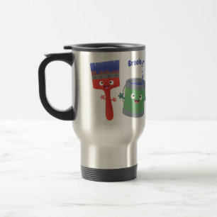 Caneca Térmica Pincel de pintura e personagens de desenho animado
