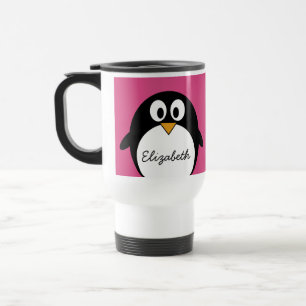 Caneca Térmica pinguim bonito dos desenhos animados com fundo