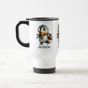 Caneca Térmica Pinguim de Futebol de Inverno Personalizado para C