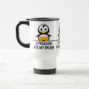 Caneca Térmica Pinguim Engraçado Comeu Meu Cérebro Gráfico