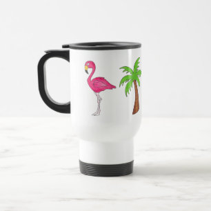 Caneca Térmica Pink Flamingo Tropical Ilha Palm Paradise