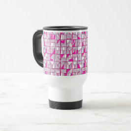 Caneca Térmica Pink & Magenta Geometric Block Pattern 