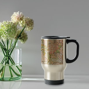 Caneca Térmica Pink Peony Pattern Alphonse Mucha