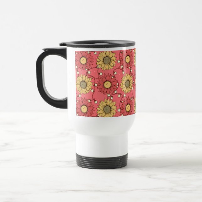 Caneca Térmica Pink Sunflowers Christmas (Esquerda)