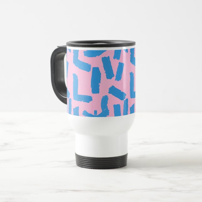 Caneca Térmica Pink with Blue Brushstroke Pattern (Frente Esquerda)