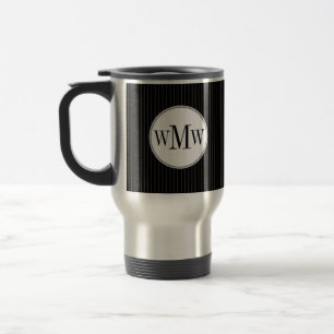 Caneca Térmica Pinstripe preto Monograma