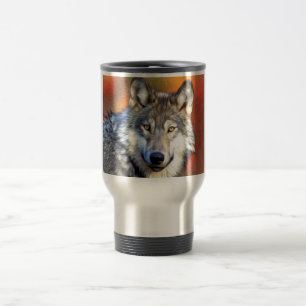 Caneca Térmica Pintura da arte do lobo cinzento