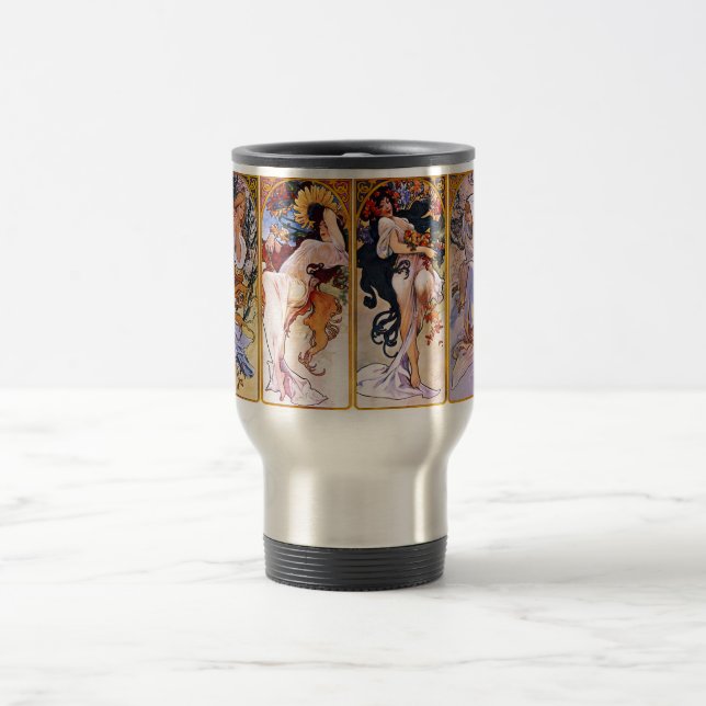 Caneca Térmica Pintura de Alfons Mucha Art Nouveau Girls (Centro)