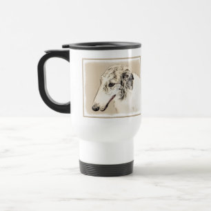 Caneca Térmica Pintura de Borzoi (Silver Brindle) Original