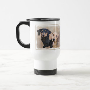 Caneca Térmica Pintura de Dachshund (Smooth) - Arte de Cão Origi