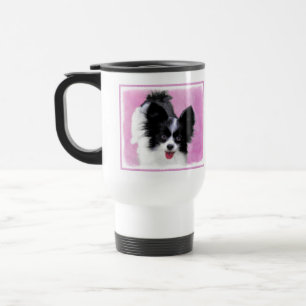 Caneca Térmica Pintura de Papillon (Branco e Preto) - Arte Canina